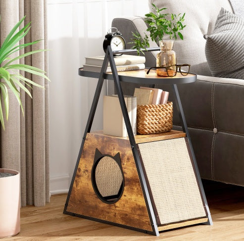 Cat House Accent Table - Black + Brown Vintage | Paws and Spaces™